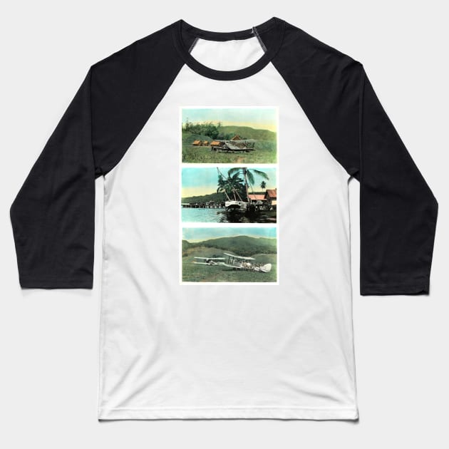 Vintage Papua New Guinea Aviation Baseball T-Shirt by ArtShare